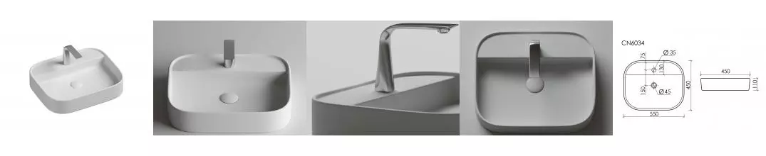 Раковина «Ceramica Nova» Element 55/45 CN6034 фарфоровая белая