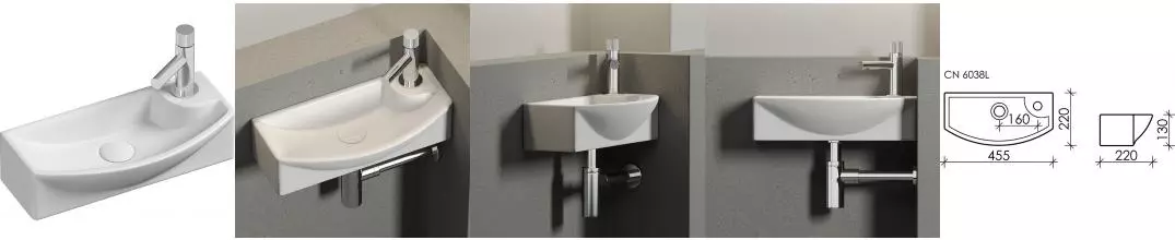 Раковина «Ceramica Nova» Element 45/22 CN6038L фарфоровая белая левая Раковина «Ceramica Nova» Element 45/22 CN6038L фарфоровая белая левая