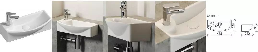 Раковина «Ceramica Nova» Element 45/22 CN6038R фарфоровая белая правая Раковина «Ceramica Nova» Element 45/22 CN6038R фарфоровая белая правая