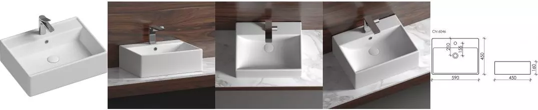 Раковина «Ceramica Nova» Element 59/45 CN6046 фарфоровая белая Раковина «Ceramica Nova» Element 59/45 CN6046 фарфоровая белая
