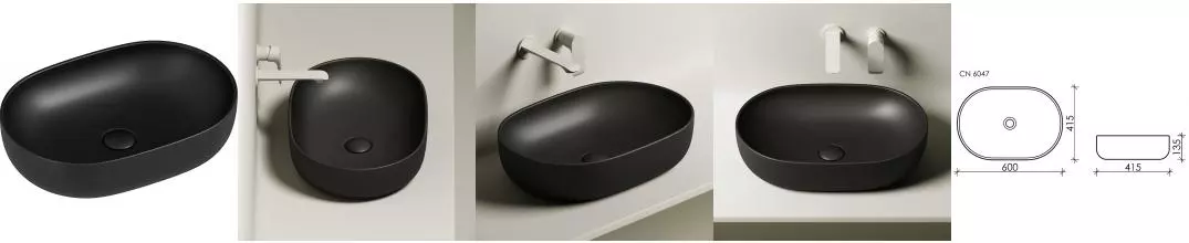 Раковина «Ceramica Nova» Element 60/41 CN6047MB фарфоровая черная матовая Раковина «Ceramica Nova» Element 60/41 CN6047MB фарфоровая черная матовая