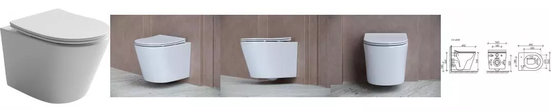 Подвесной унитаз безободковый «Ceramica Nova» Balearica CN6000 белый с сиденьем дюропласт с микролифтом Подвесной унитаз безободковый «Ceramica Nova» Balearica CN6000 белый с сиденьем дюропласт с микролифтом
