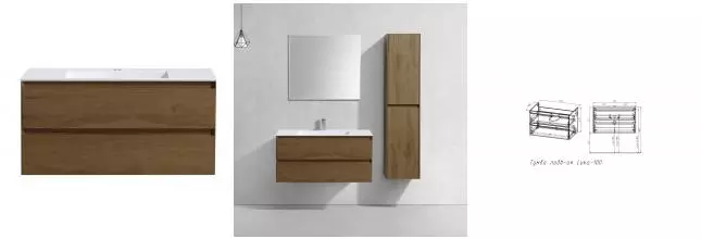 Тумба с раковиной «Vincea» Luka 100 с 2 ящиками (100/48 белая) подвесная T.Oak Тумба с раковиной «Vincea» Luka 100 с 2 ящиками (100/48 белая) подвесная T.Oak
