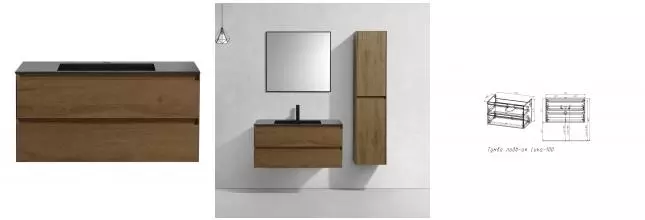 Тумба с раковиной «Vincea» Luka 100 с 2 ящиками (100/48 черная) подвесная T.Oak Тумба с раковиной «Vincea» Luka 100 с 2 ящиками (100/48 черная) подвесная T.Oak