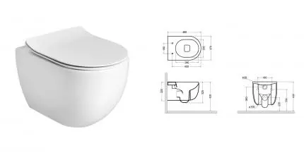 Подвесной унитаз безободковый «Axa» Glomp Mini 201201 White Glossy/329101 soft-close белый с сиденьем дюропласт с микролифтом белое Подвесной унитаз безободковый «Axa» Glomp Mini 201201 White Glossy/329101 soft-close белый с сиденьем дюропласт с микролифтом белое