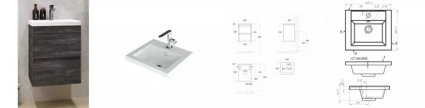 Тумба с раковиной «Art&Max» Family-M 40 (40/35) подвесная Iron Stone