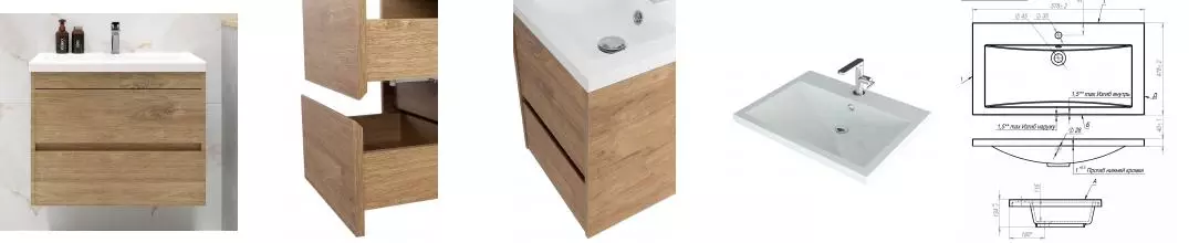 Тумба с раковиной «Art&Max» Family-M 58 (58) подвесная Harbor Golden