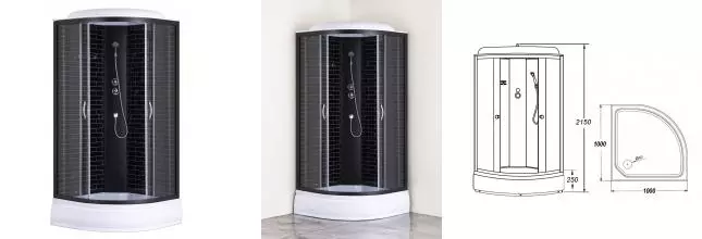 Душевая кабина «Loranto» CS-6610-25 GB 100/100 средний поддон чёрная с рисунком/чёрная Душевая кабина «Loranto» CS-6610-25 GB 100/100 средний поддон чёрная с рисунком/чёрная