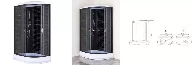 Душевая кабина «Loranto» CS-66120-20L GB 120/80 средний поддон чёрная с рисунком/чёрная левая Душевая кабина «Loranto» CS-66120-20L GB 120/80 средний поддон чёрная с рисунком/чёрная левая