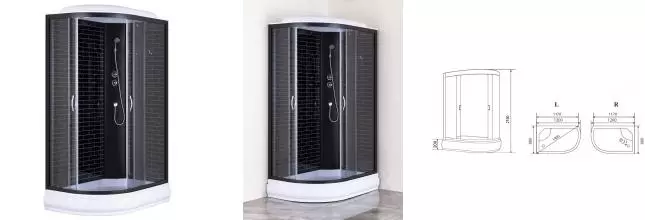 Душевая кабина «Loranto» CS-66120-20R GB 120/80 средний поддон чёрная с рисунком/чёрная правая Душевая кабина «Loranto» CS-66120-20R GB 120/80 средний поддон чёрная с рисунком/чёрная правая