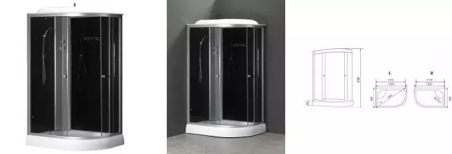 Душевая кабина «Loranto» CS-66121L G 120/80 низкий поддон чёрная/хром левая Душевая кабина «Loranto» CS-66121L G 120/80 низкий поддон чёрная/хром левая