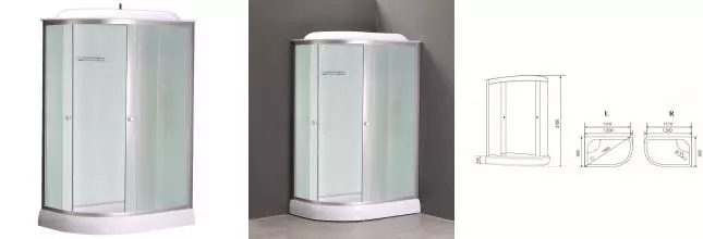 Душевая кабина «Loranto» CS-66121R F 120/80 низкий поддон матовая/хром правая Душевая кабина «Loranto» CS-66121R F 120/80 низкий поддон матовая/хром правая