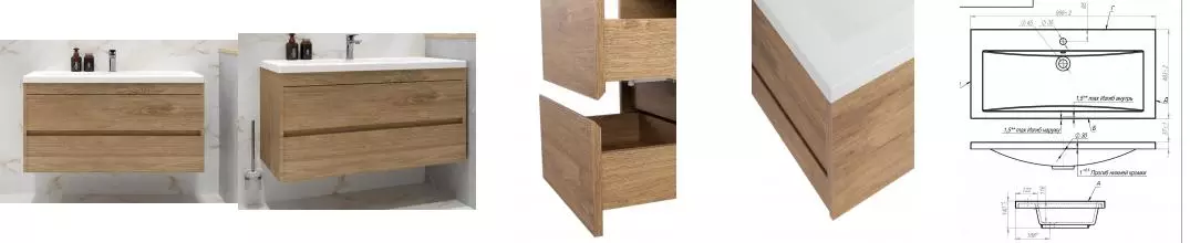 Тумба с раковиной «Art&Max» Family-M 100 (100) подвесная Harbor Golden