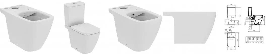 Ideal Standard i.life B Напольный безободковый унитаз для монтажа с бачком, с функцией биде, горизонтальный (универсальный) выпуск, технология RimLS+, T537101 · Ideal Standard, T537101