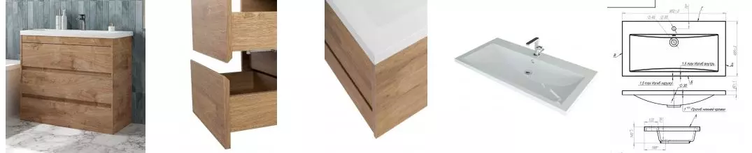 Тумба с раковиной «Art&Max» Family-M 90 с 3 ящиками (90) Harbor Golden Тумба с раковиной «Art&Max» Family-M 90 с 3 ящиками (90) Harbor Golden