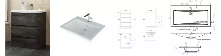 Тумба с раковиной «Art&Max» Family-M 58 с 3 ящиками (58) Iron Stone Тумба с раковиной «Art&Max» Family-M 58 с 3 ящиками (58) Iron Stone