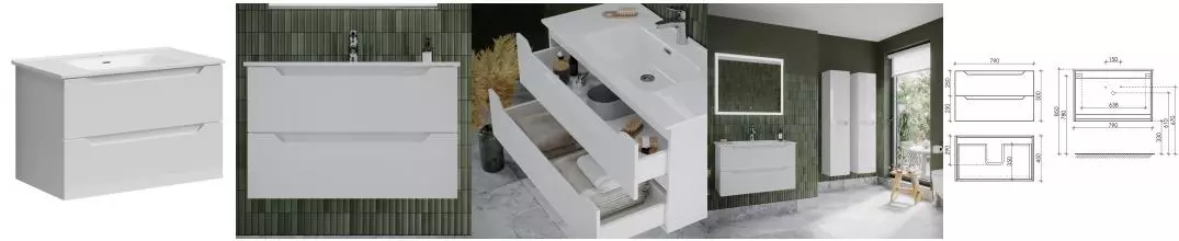 Тумба с раковиной «Sancos» Norma 2.0 80 (Element 81/46) подвесная белая глянцевая