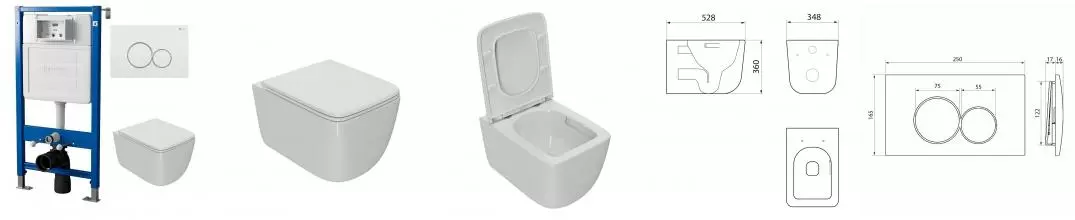 Комплект инсталляция с унитазом, крышкой и кнопкой смыва «Point» PN48003WC (PN48036WG/клавиша PN44061WC/унитаз Меркурий PN41831) безободковый белый Комплект инсталляция с унитазом, крышкой и кнопкой смыва «Point» PN48003WC (PN48036WG/клавиша PN44061WC/унитаз Меркурий PN41831) безободковый белый