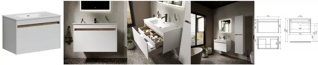 Тумба с раковиной «Sancos» Smart 80 (Element 81/46) подвесная белая глянцевая