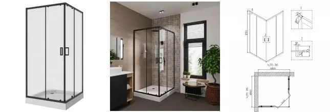 Душевой угол-ограждение «Niagara» NG-6888-08 BLACK 80/80 прозрачный/чёрный без поддона универсальный Душевой угол-ограждение «Niagara» NG-6888-08 BLACK 80/80 прозрачный/чёрный без поддона универсальный