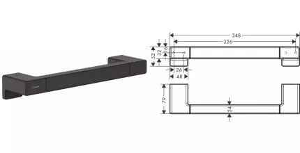 Поручень «Hansgrohe» AddStoris 41744670 на стену чёрный матовый Поручень «Hansgrohe» AddStoris 41744670 на стену чёрный матовый