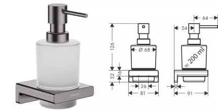 Дозатор для мыла «Hansgrohe» AddStoris 41745340 на стену шлифованный чёрный хром