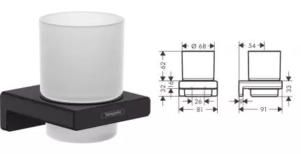 Стакан для зубных щёток «Hansgrohe» AddStoris 41749670 на стену чёрный матовый