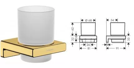 Стакан для зубных щёток «Hansgrohe» AddStoris 41749990 на стену полированное золото