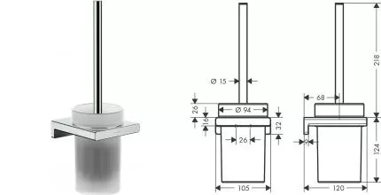 Ёршик для унитаза «Hansgrohe» AddStoris 41752000 на стену хром Ёршик для унитаза «Hansgrohe» AddStoris 41752000 на стену хром