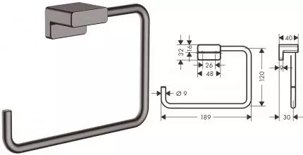 Полотенцедержатель «Hansgrohe» AddStoris 41754340 на стену шлифованный чёрный хром