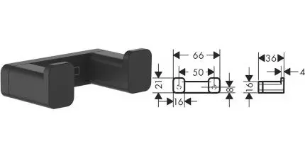 Двойной крючок «Hansgrohe» AddStoris 41755670 на стену чёрный матовый Двойной крючок «Hansgrohe» AddStoris 41755670 на стену чёрный матовый