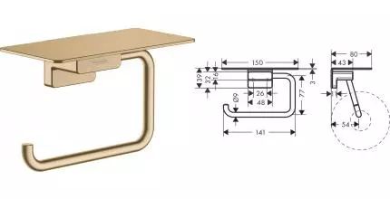 Держатель для туалетной бумаги «Hansgrohe» AddStoris 41772140 на стену шлифованная бронза