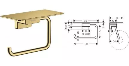 Держатель для туалетной бумаги «Hansgrohe» AddStoris 41772990 на стену полированное золото Держатель для туалетной бумаги «Hansgrohe» AddStoris 41772990 на стену полированное золото