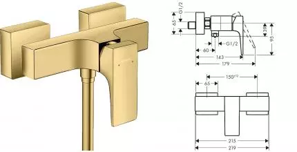 Смеситель для душа «Hansgrohe» Metropol 32560990 полированное золото