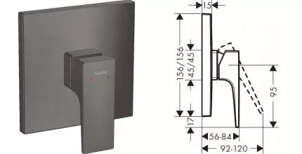 Внешняя часть смесителя «Hansgrohe» Metropol 32565340 шлифованный чёрный хром