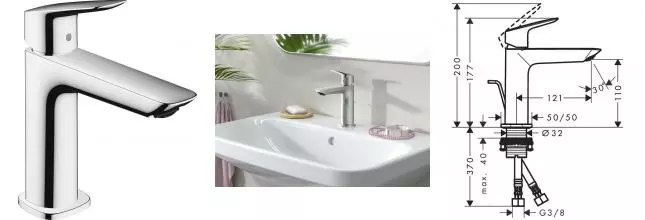 Смеситель для раковины «Hansgrohe» Logis 71252000 с донным клапаном хром