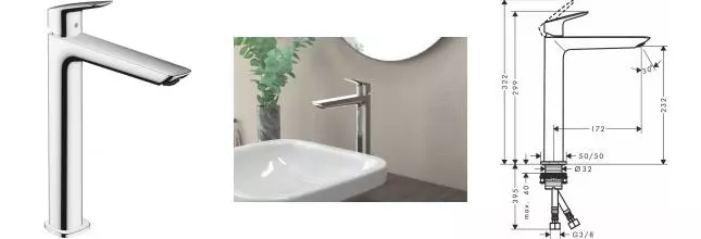 Смеситель для раковины «Hansgrohe» Logis 71258000 хром