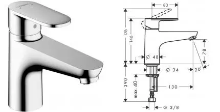 Смеситель на борт ванны «Hansgrohe» Vernis Blend 71443000 хром