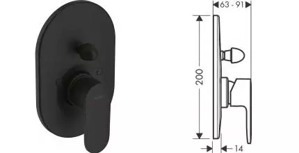 Внешняя часть смесителя «Hansgrohe» Vernis Blend 71449670 чёрная матовая