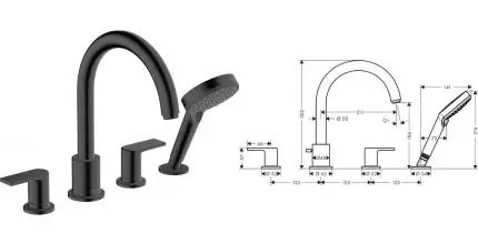 Внешняя часть смесителя «Hansgrohe» Vernis Shape 71459670 чёрная матовая Внешняя часть смесителя «Hansgrohe» Vernis Shape 71459670 чёрная матовая