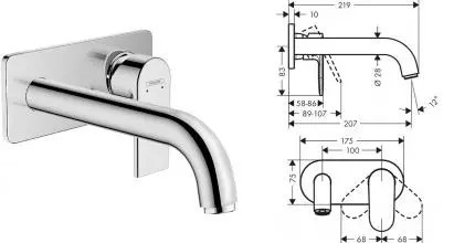 Внешняя часть смесителя «Hansgrohe» Vernis Shape 71578000 хром Внешняя часть смесителя «Hansgrohe» Vernis Shape 71578000 хром