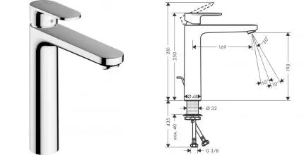 Смеситель для раковины «Hansgrohe» Vernis Blend 71581000 с донным клапаном хром Смеситель для раковины «Hansgrohe» Vernis Blend 71581000 с донным клапаном хром