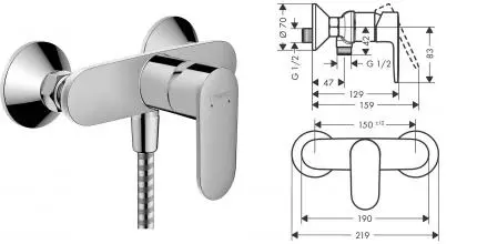 Смеситель для душа «Hansgrohe» Vernis Blend 71640000 хром