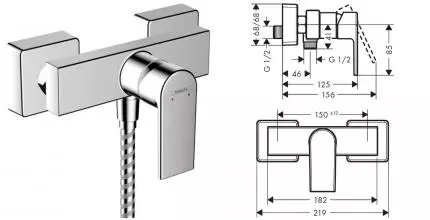 Смеситель для душа «Hansgrohe» Vernis Shape 71650000 хром