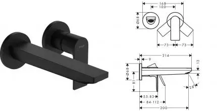 Внешняя часть смесителя «Hansgrohe» Rebris E 72568670 чёрная матовая