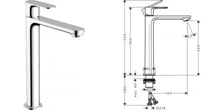 Смеситель для раковины «Hansgrohe» Rebris S 72582000 хром Смеситель для раковины «Hansgrohe» Rebris S 72582000 хром