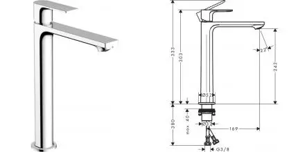 Смеситель для раковины «Hansgrohe» Rebris E 72583000 хром