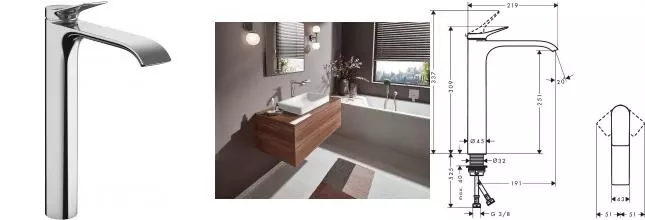 Смеситель для раковины «Hansgrohe» Vivenis 75042000 хром Смеситель для раковины «Hansgrohe» Vivenis 75042000 хром