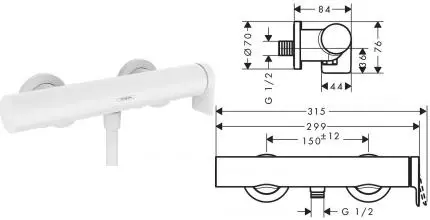 Смеситель для душа «Hansgrohe» Vivenis 75620700 белый матовый Смеситель для душа «Hansgrohe» Vivenis 75620700 белый матовый