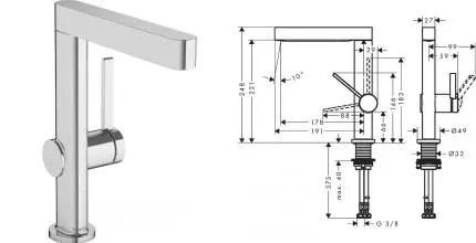 Смеситель для раковины «Hansgrohe» Finoris 76060000 с донным клапаном хром